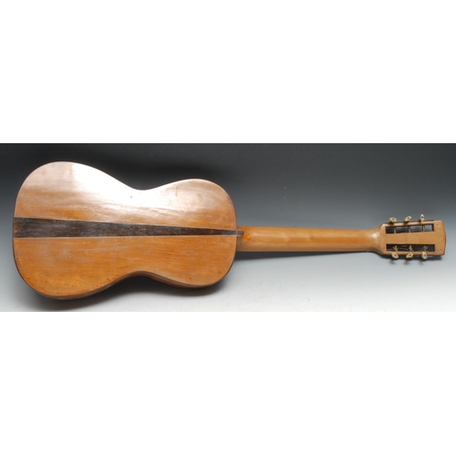 1365 - A 19th century Spanish parlour guitar, labelled Antonio Carlos Garcia, Madrid, Alban Voigt & Co, 14 ... 