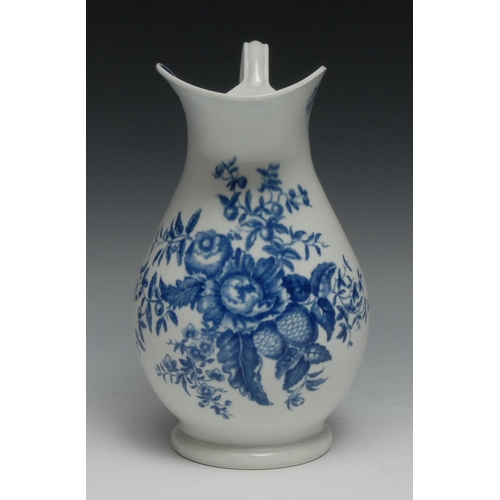 666 - A Worcester Pinecone pattern ewer, printed with peony between two pine cones and a pomegranate withi... 