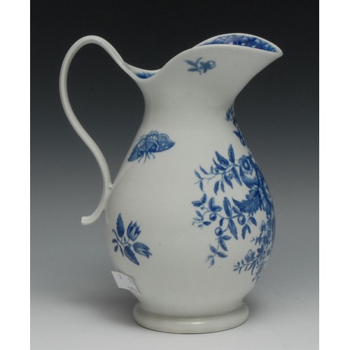 666 - A Worcester Pinecone pattern ewer, printed with peony between two pine cones and a pomegranate withi... 