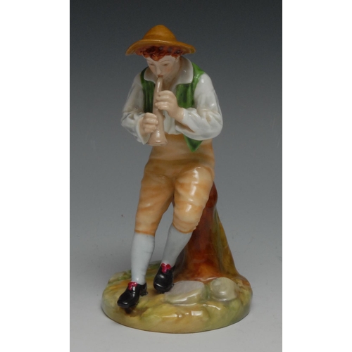 611 - A Royal Worcester figure,  of Strephon,  modelled by James Hadley, 15cm high, printed mark in puce, ... 