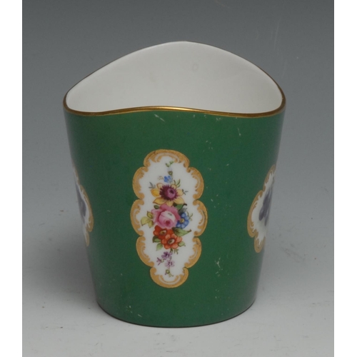 633 - A Royal Worcester oval vase, painted by Cole, signed, with alternating cartouches of ripe fruit and ... 