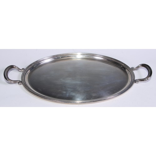 106 - A continental silver two-handled tray, reeded border, 48cm wide, 28oz