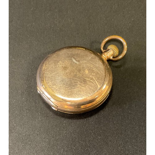 321 - A Waltham Traveller gold plated full hunter pocket watch, 4.8cm diameter