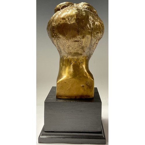 24 - A gilt bronze bust of a young lady, raised on rectangular pedestal, 30cm high