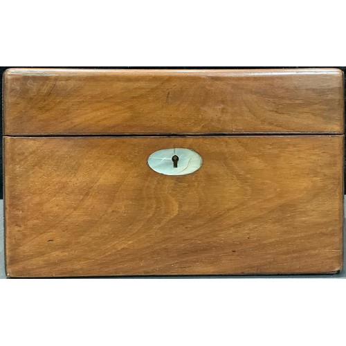 92 - A Victorian rectangular travelling dressing or vanity box, hinged cover enclosing a fitted interior ... 