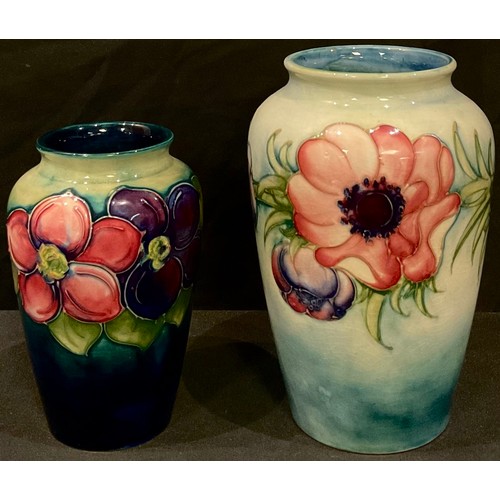 126 - A Moorcroft Anemone pattern shoulder vase, 16cm, impressed marks, painted monogram in blue; a Moorcr... 