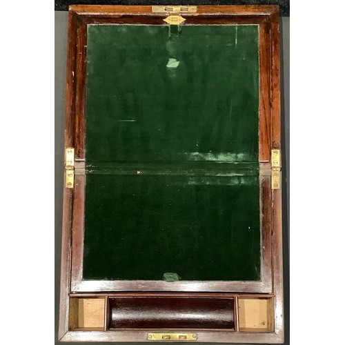 151 - A Victorian rosewood and mother of pearl inlaid writing slope, 30.5cm wide