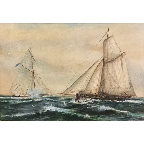 153 - Ian Lowe
Sailing Boats on High Seas
signed, watercolour, 34cm x 50cm