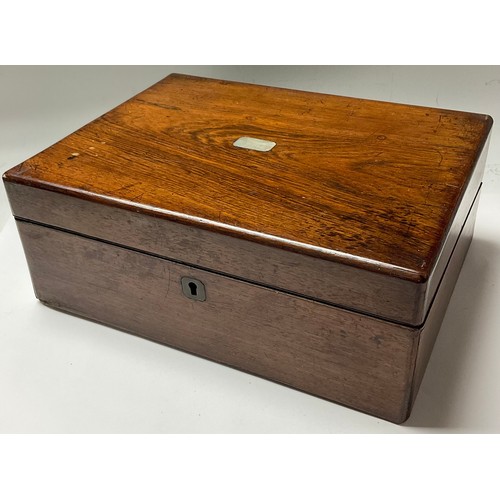 160 - A Victorian rosewood writing box, c.1860, 30.5cm wide