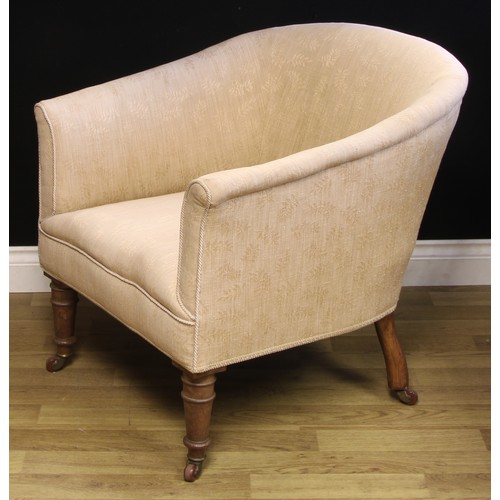 1659 - A late 19th century drawing room tub chair, 73cm high, 69cm wide, the seat 44cm wide and 51cm deep