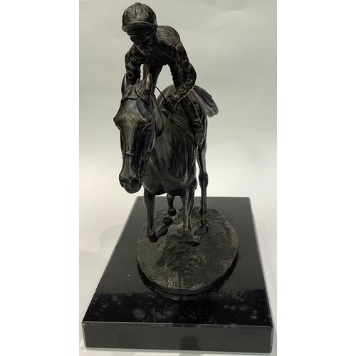 187 - David Cornell, a dark patinated bronze, Champion Finish, signed in the Marquette, dated 1985, canted... 