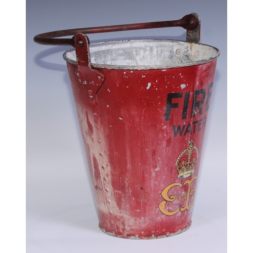 199 - An Edward VIII Fire/Water bucket, decorated with the royal crown and regnal cypher, red ground, swin... 