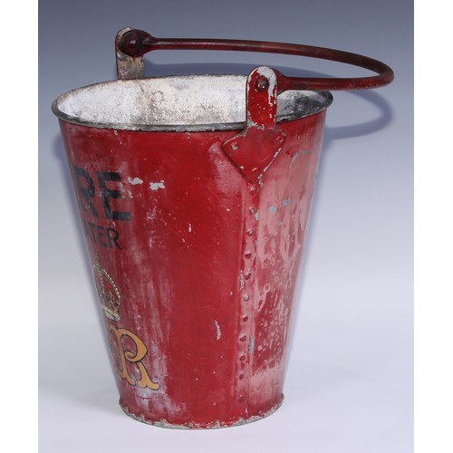 199 - An Edward VIII Fire/Water bucket, decorated with the royal crown and regnal cypher, red ground, swin... 