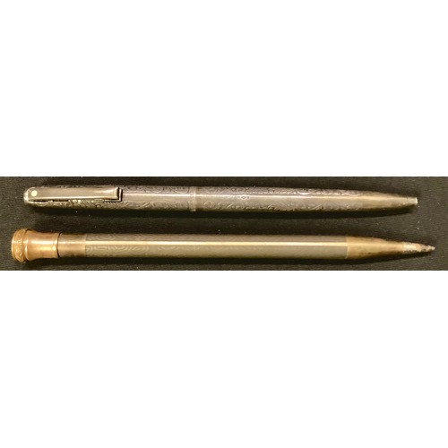 212 - A Sheaffer USA sterling silver retractable pencil, import marks, marked .925; a Wahl Eversharp gold ... 