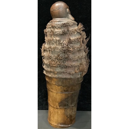 215 - A Chinese carved bamboo figure, of an immortal, 53.5cm high; a quantity of Japanese woodblock prints... 