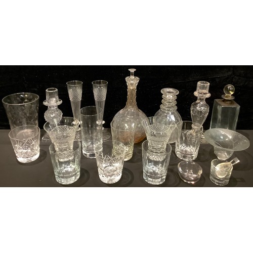 254 - Glassware - 19th century and later cut glass including glasses, beakers, candlesticks, decanters, et... 