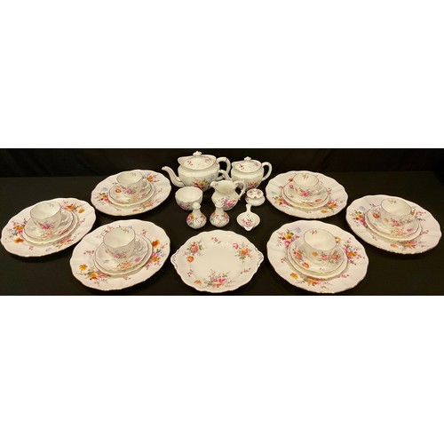 255 - A Royal Crown Derby Posie pattern part dinner and tea service, comprising two teapots, six cups, sau... 