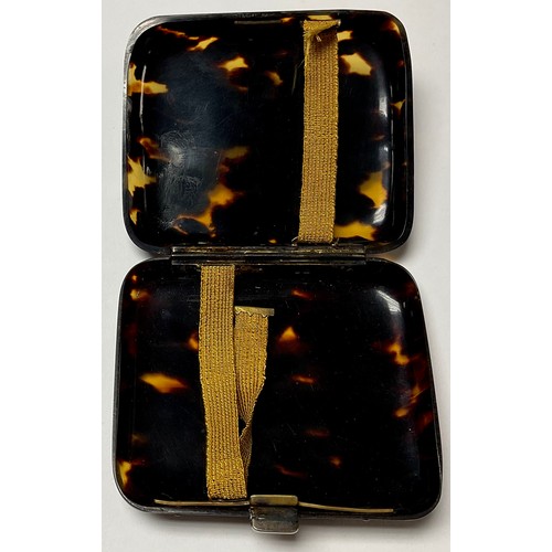 274 - A tortoiseshell and silver mounted cigarette case, London 1925