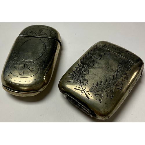 305 - A Victorian rounded rectangular vesta case, 6cm long; another similar (2)