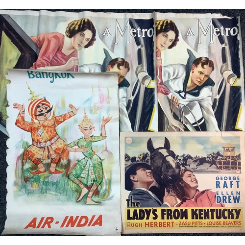 317 - Posters - a Bangkok Air India pictorial advertising poster, 100cm high, 63cm wide; a 1930's Paramoun... 