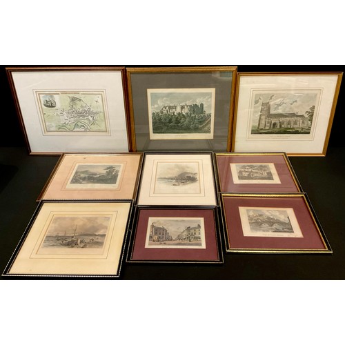 348 - Prints - 19th century engravings - View of a Cottage at Roe Cross;  View of Mottram Church;  View of... 