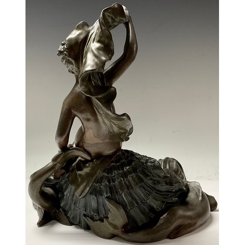 349 - After Waclaw Bernard Szczeblewski, a French spelter allegorical table centre, beautiful female nude ... 