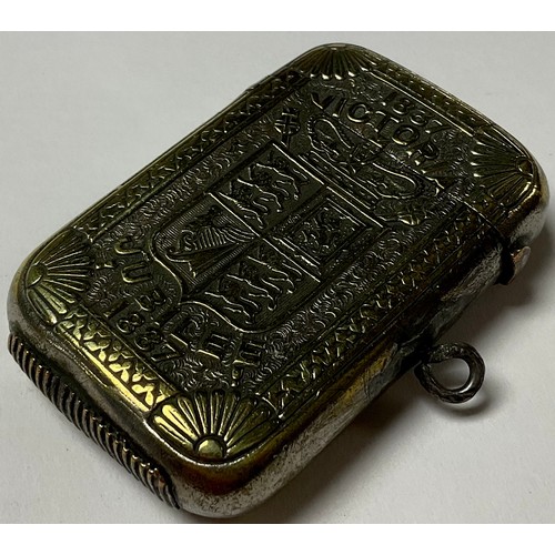 367 - A 19th century vesta case, commemorating Queen Victoria's Jubilee 1837-1887