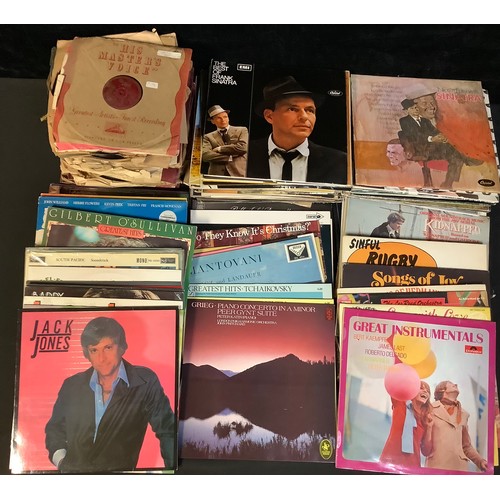 422 - Vinyl Records - a collection of LP's, Frank Sinatra, Country, etc; a collection of mainly Jazz 78rpm... 