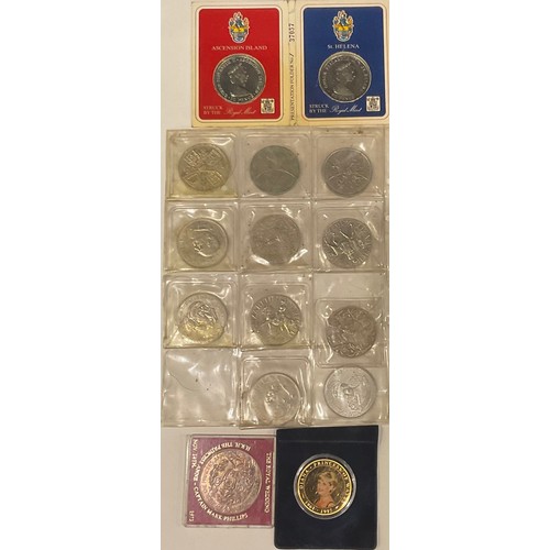 430 - A collection of Crowns; a bronze medallion; a Princess Diana enamel dollar