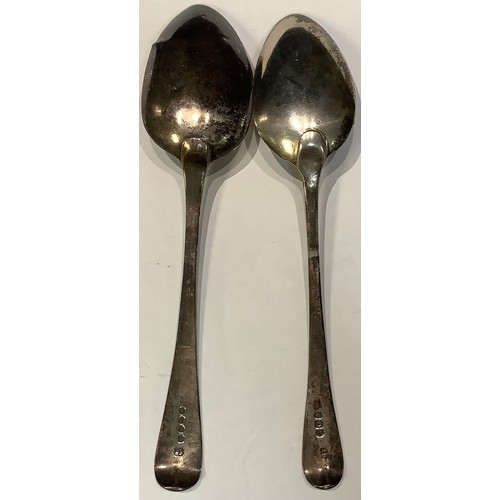 299 - A George IV silver serving spoon, London 1821; another, George III, London 1799, 110g