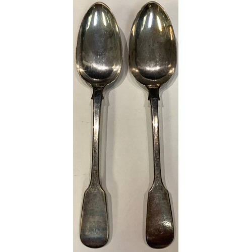 306 - A pair of Georgian silver serving spoons, London 1821, London 1826, 139g