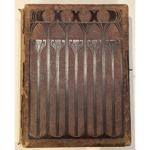 250 - Photography - an Edwardian leather bound carte de visite album, containing various single and groupe... 