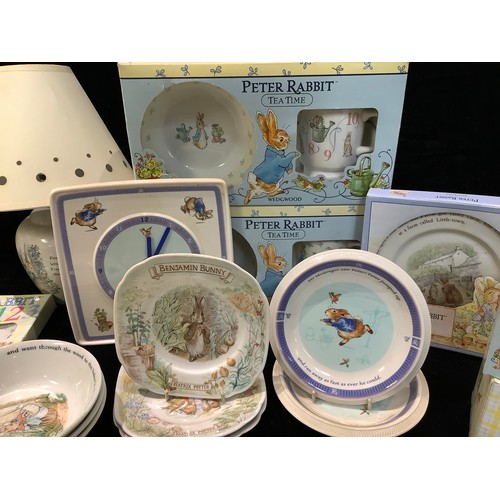 450 - A Wedgwood Peter Rabbit tea time set, mug and bowl, boxed; another; others, a Wedgwood Peter rabbit ... 