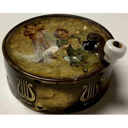 335 - A 19th century French child's hand cranked cylindrical music box