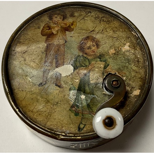 335 - A 19th century French child's hand cranked cylindrical music box