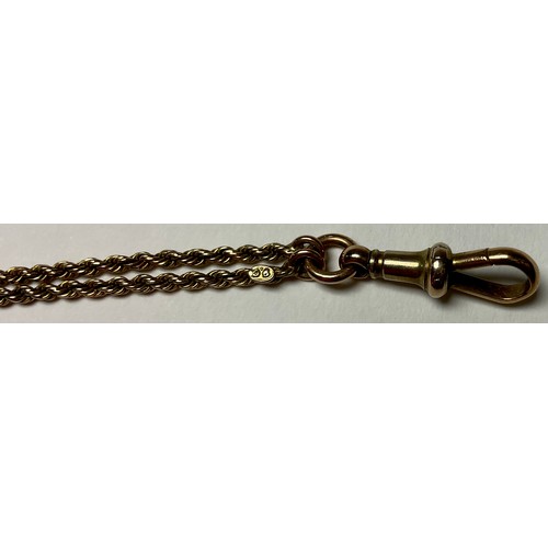 515 - A 9ct gold rope twist muff/guard chain, 18.7g