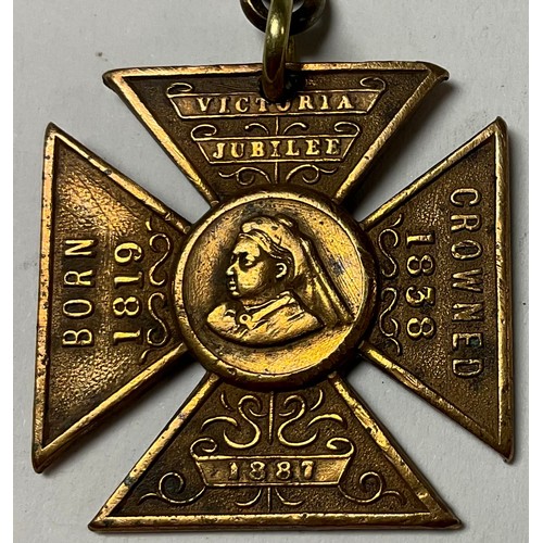 538 - A Victorian graduated double Albert, with Queen Victoria Jubilee fob