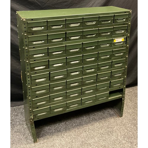 94 - A 20th century metal fixings / tool cabinet, the eight shelves with forty seven drawers, 107cm high,... 