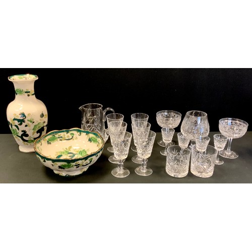 137 - Ceramics & Glass - a pair of Tudor crystal champagne coups;  Thomas Webb Brandy Balloon; other drink... 