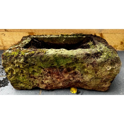 1764B - A Derbyshire gritstone rectangular trough, 22cm high, 53cm wide, 31cm deep