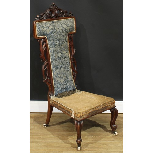 221 - A Victorian mahogany prie-dieu chair, 109cm high, 46cm wide, the seat 42.5cm wide and 38cm deep; a V... 