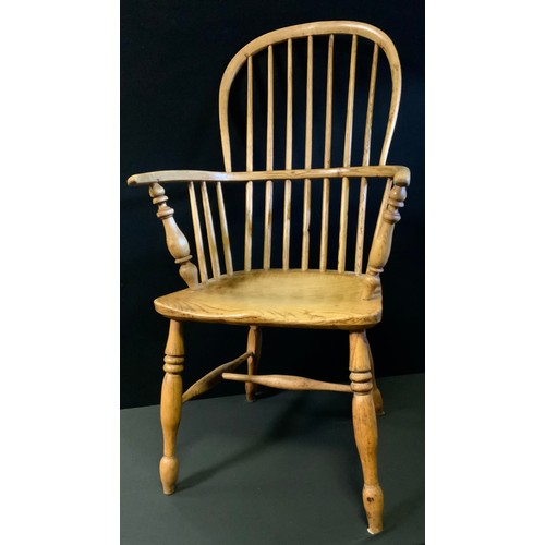 242 - A 19th century oak and elm high-back Windsor chair, H-stretcher, 102cm tall, c.1870.