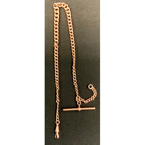 407 - A 9ct rose gold graduated link Albert Chain, t bar terminal, 32cm long, 25.9 g gross