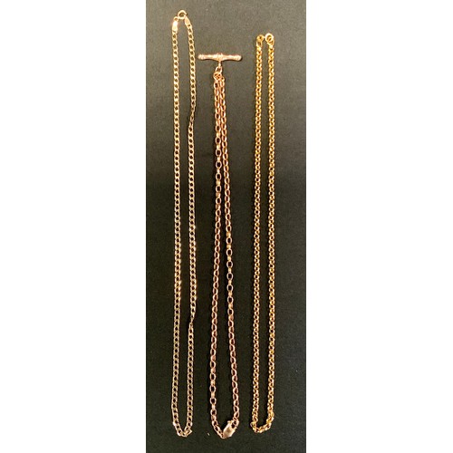 410 - A 9ct gold rollo link necklace, others, 14.5g (3)