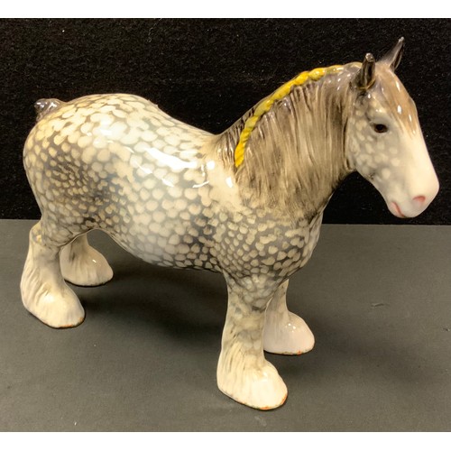 29 - A Beswick Rocking Horse Grey Shire mare, designed by Arthur Gredington, 21.6cm high, printed mark,  ... 