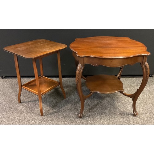 303 - A late Victorian mahogany centre table, serpentine shaped-circular top, carved cabriole legs, small ... 