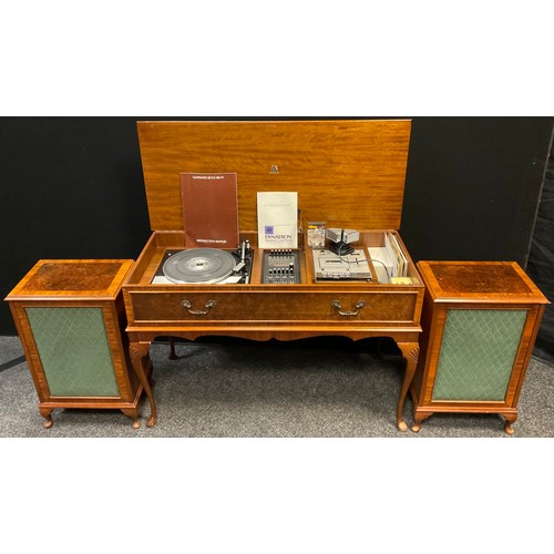 313 - A Garrard SP25 Mk IV turn-table / record deck, Dynatron tuner, and cassette recorder, housed in a bu... 