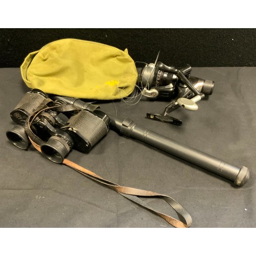 333 - A pair of Carl Zeiss 8 x 30 binoculars;  an extending fishing rod;  a Lineaffe RD40 Feeder rear Drag... 