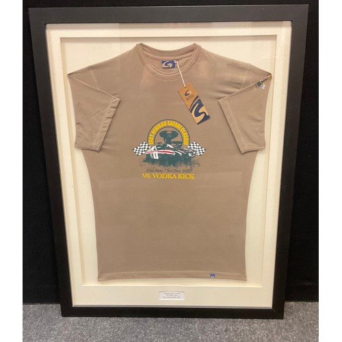 359 - A framed VK Rally team East African Rally 2007 T-shirt, framed