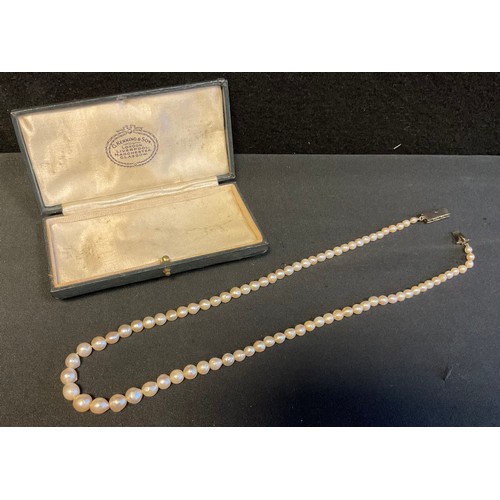 389 - A set of graduated  pearls, 9ct white gold clasp, 45cm long